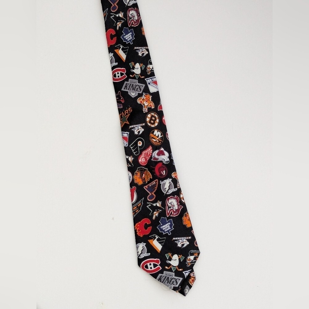 Black Skinny Tie with NHL Team Logos